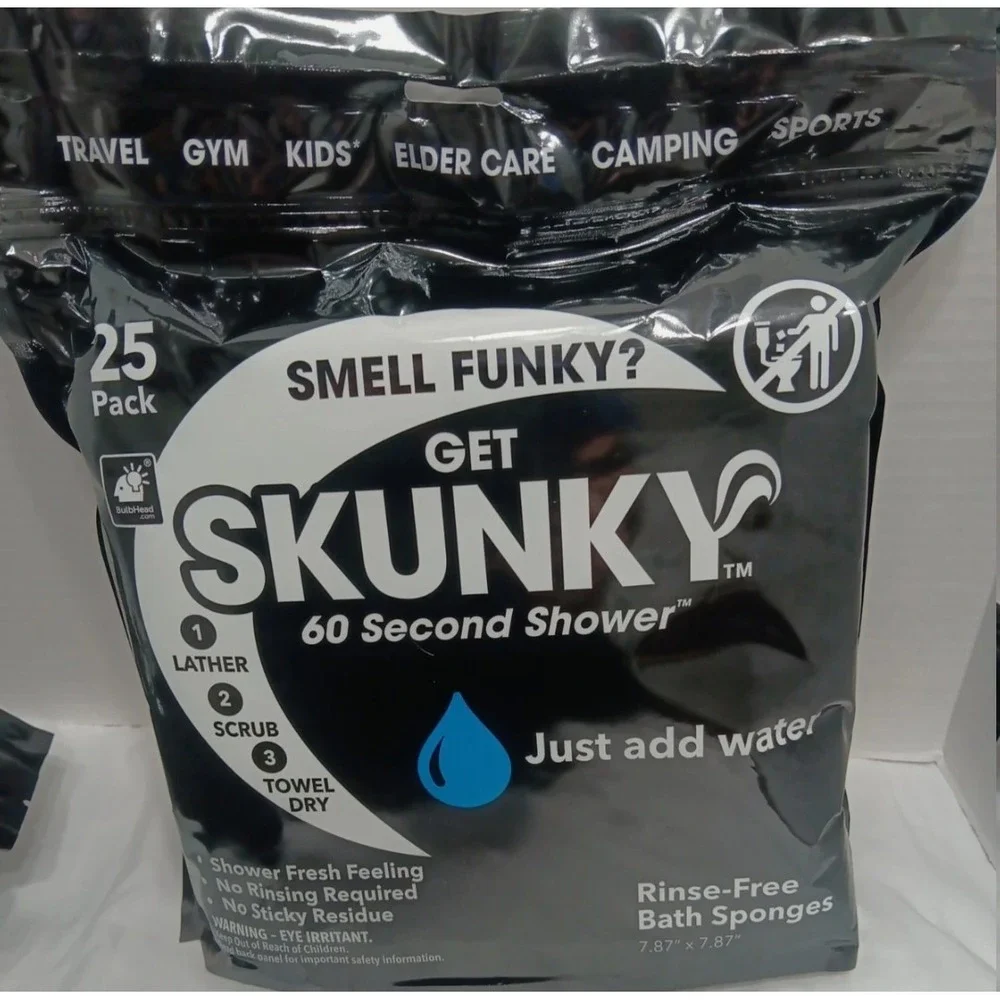New Skunky No Rinse Bathing Wipes Shower On The Go 2 Pack 50 Total Wipes Trucker